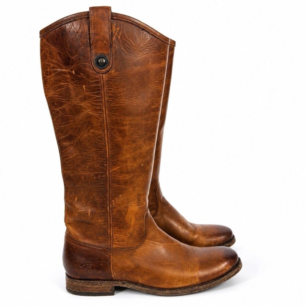 Frye Melissa Button Riding Boots Womens 7 Brown Leather Tall Equestrian USA